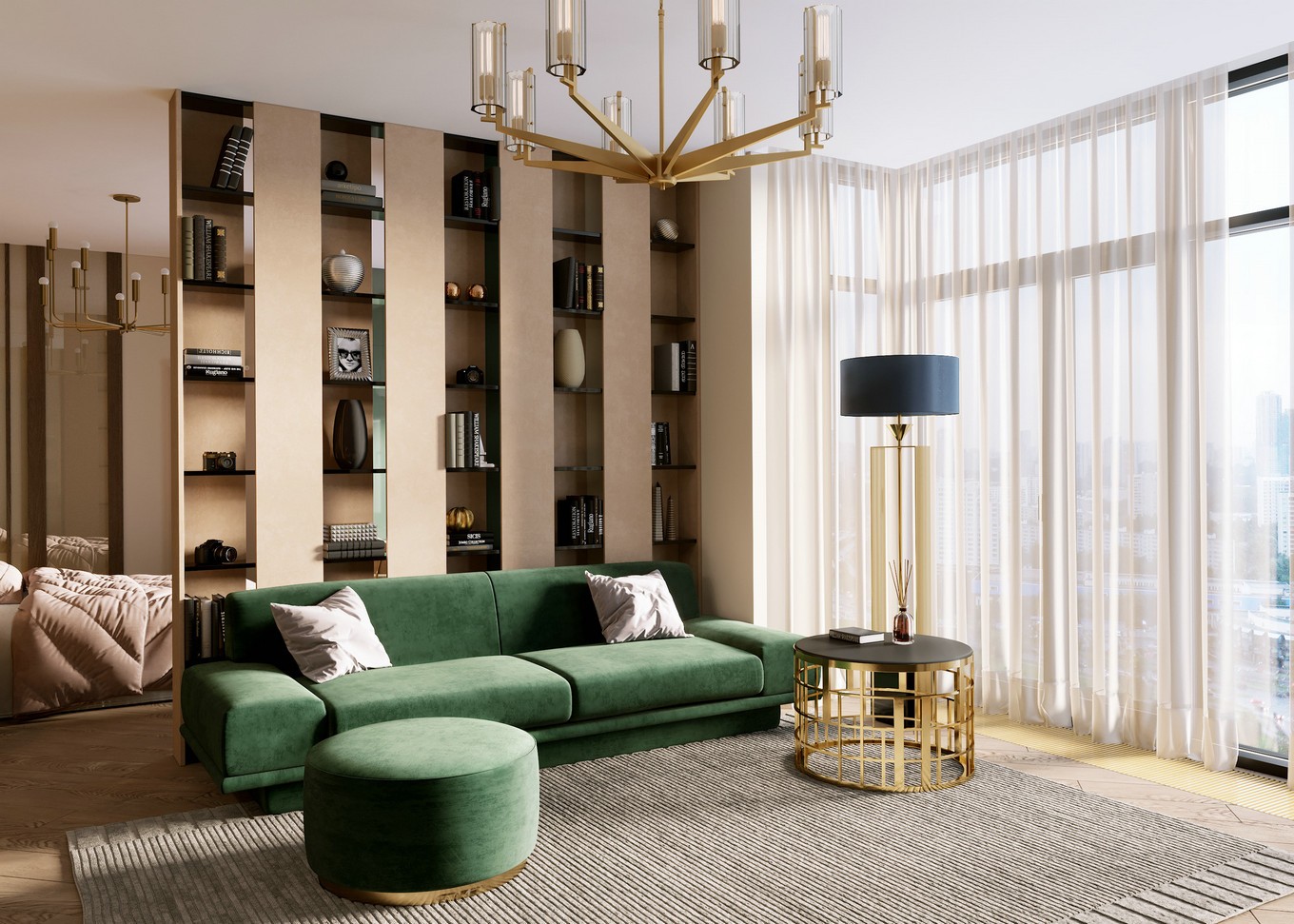 现代轻奢绿色公寓，极简之境的国外小户型设计-0