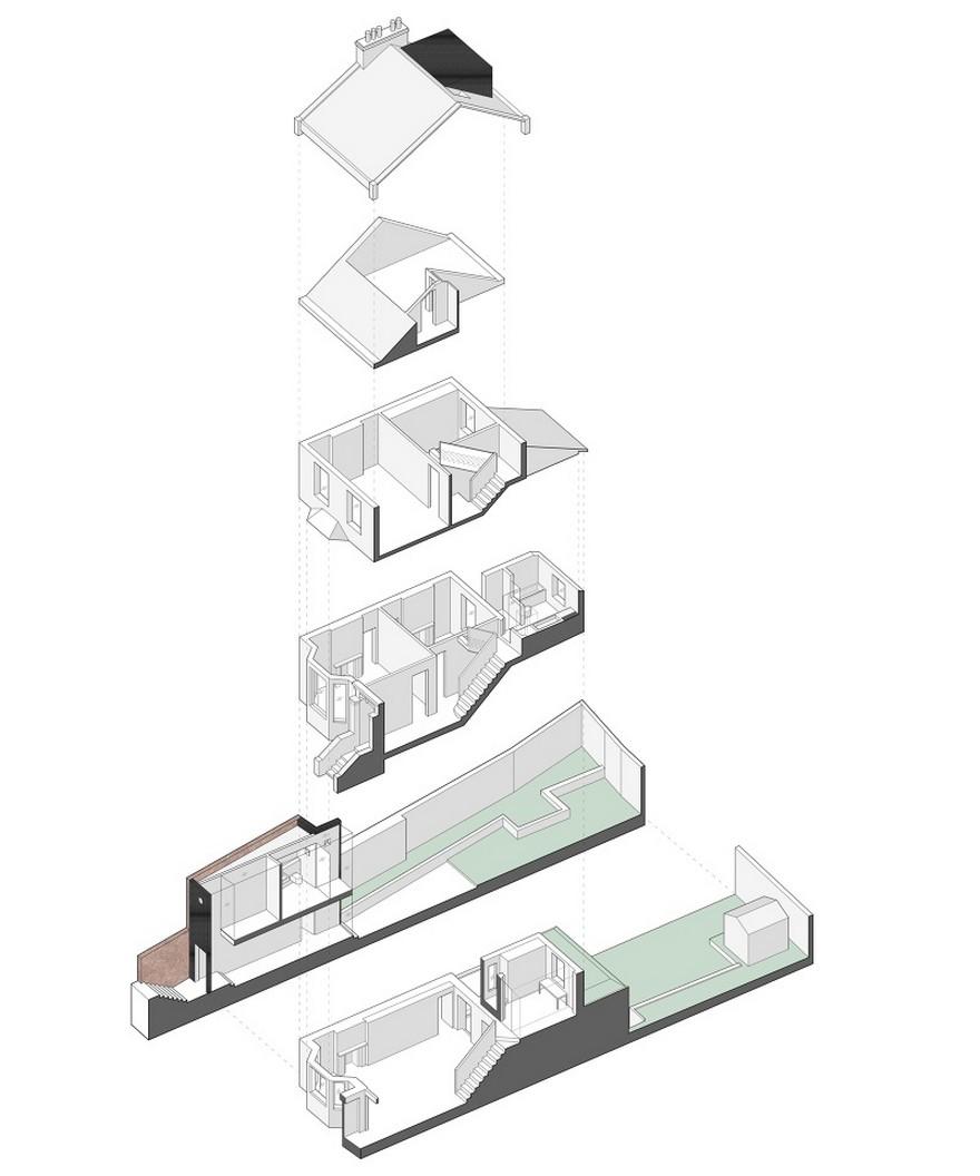 伦敦梯田屋翻新记 | 创新双层入口与家庭生活中心-38
