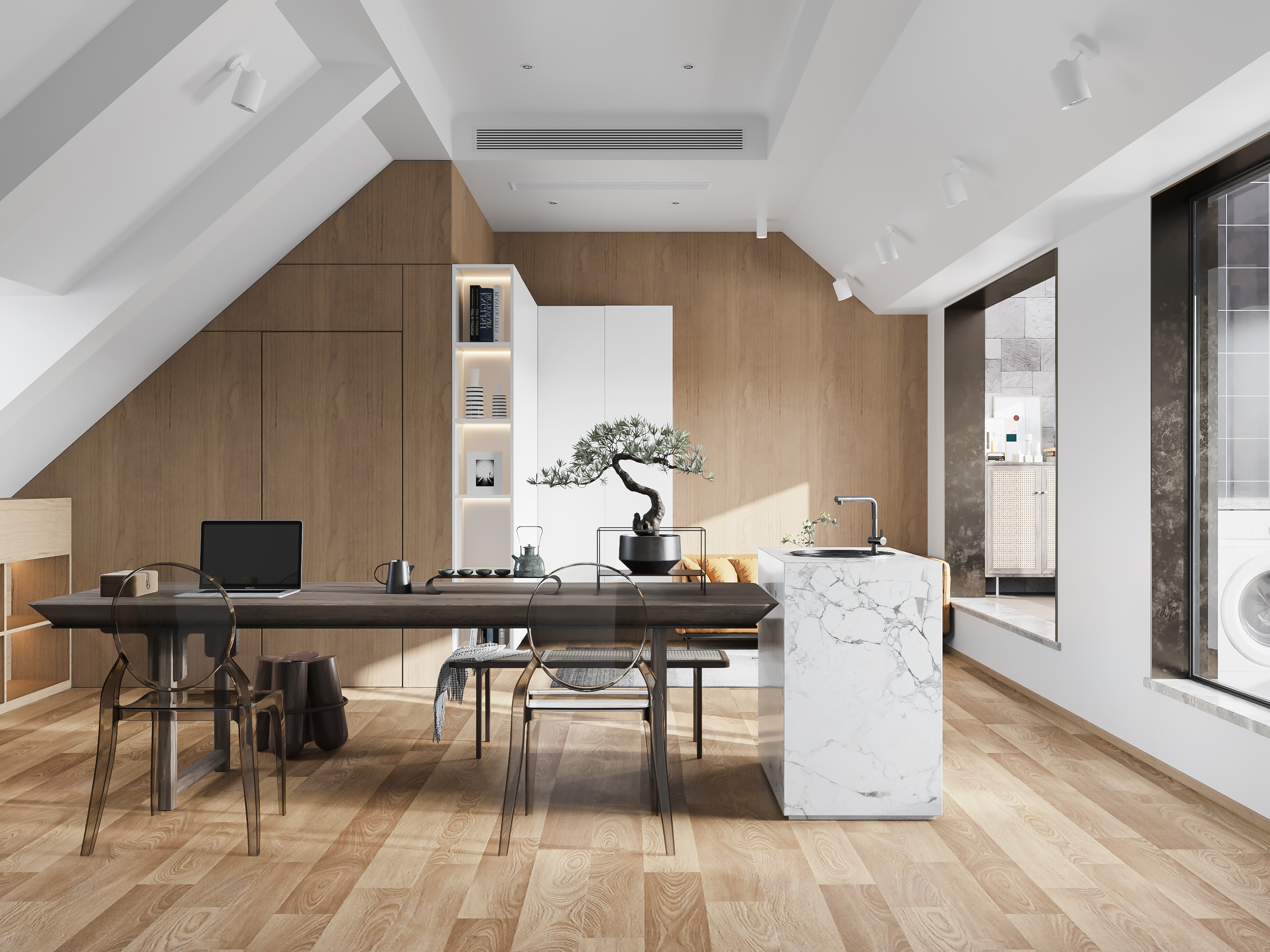 现代风格家居，一楼客餐厅与二楼小阁楼设计-13