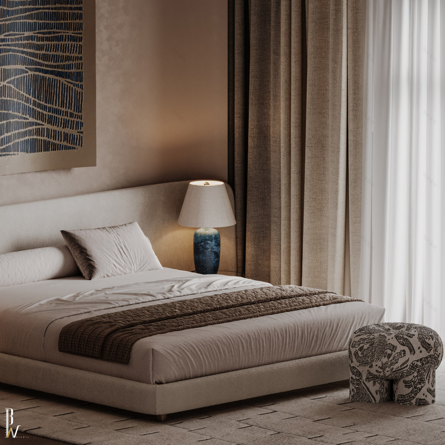 主卧室丨沙特阿拉伯丨Black N White-12