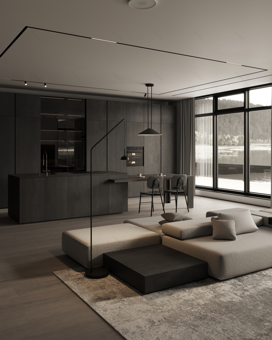 kitchen & living room 3d 场景设计丨Instagram-21