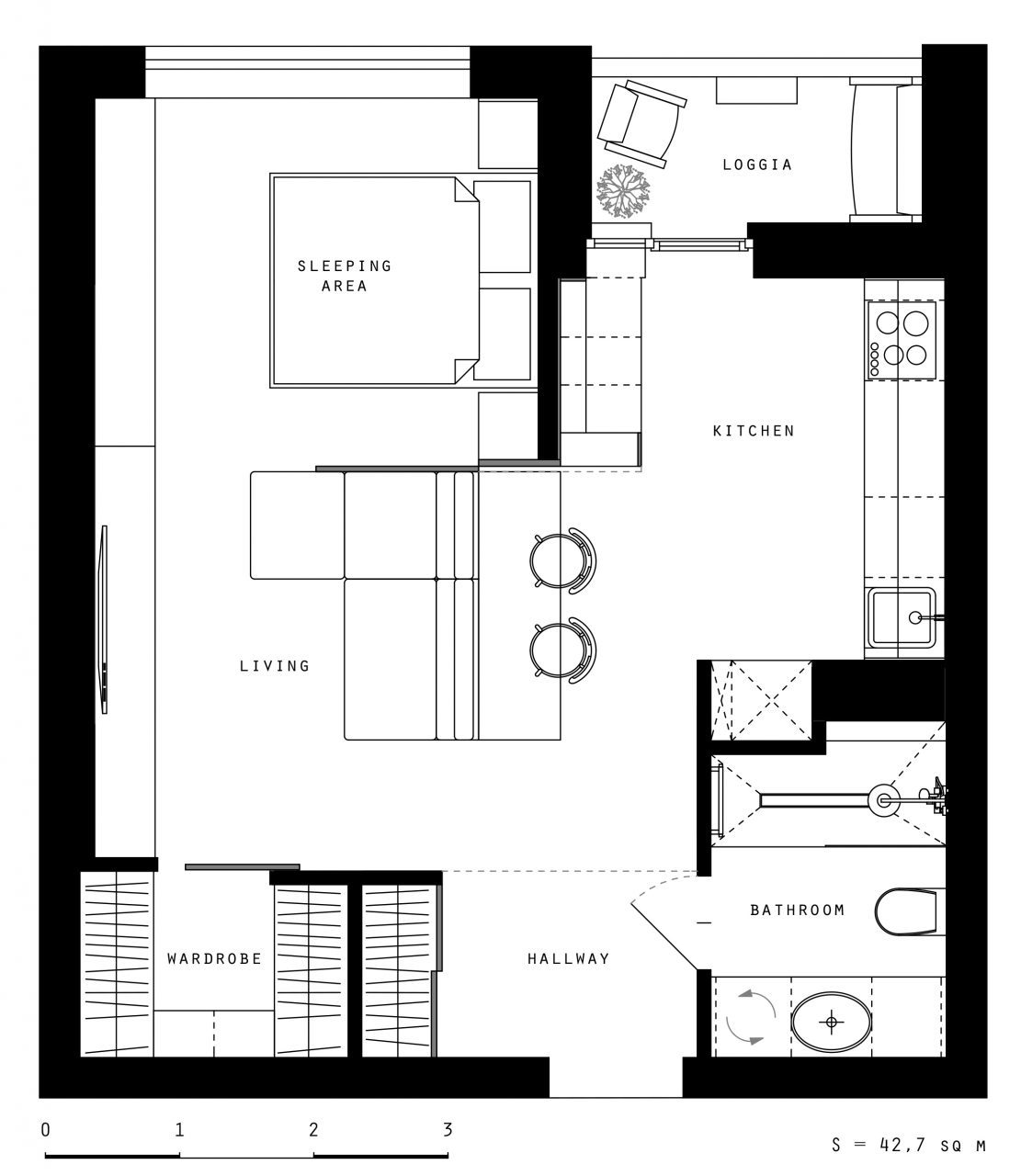 基辅 42㎡现代音乐发烧友公寓设计-18