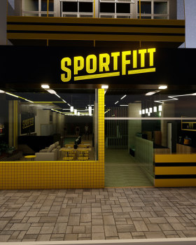 Modelagem e Render - Fachada Academia Sportfitt