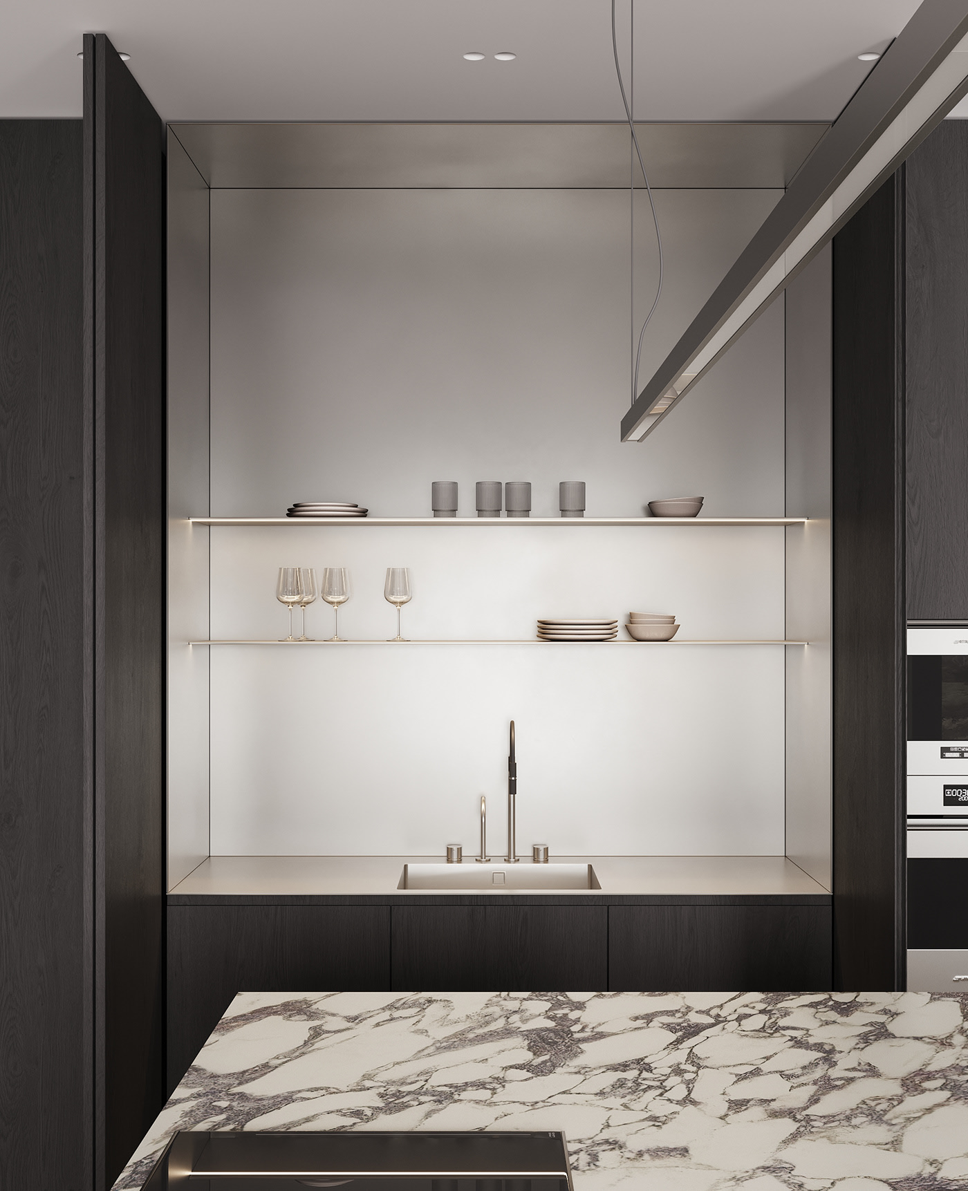 90㎡极简风公寓设计 这也太高级了吧-11