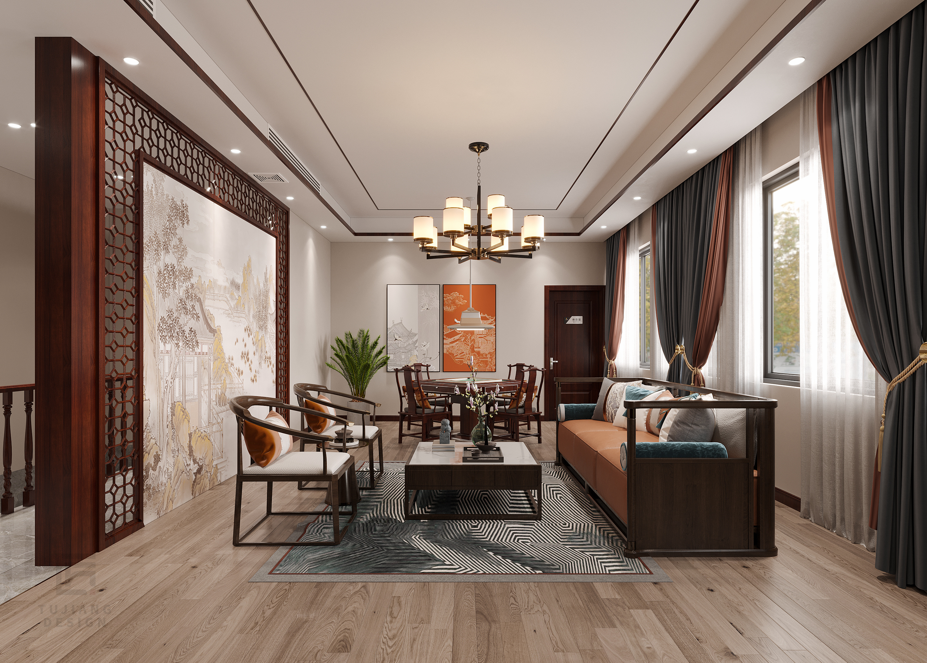 办公设计分享，“东方意蕴”新中式风办公室-2