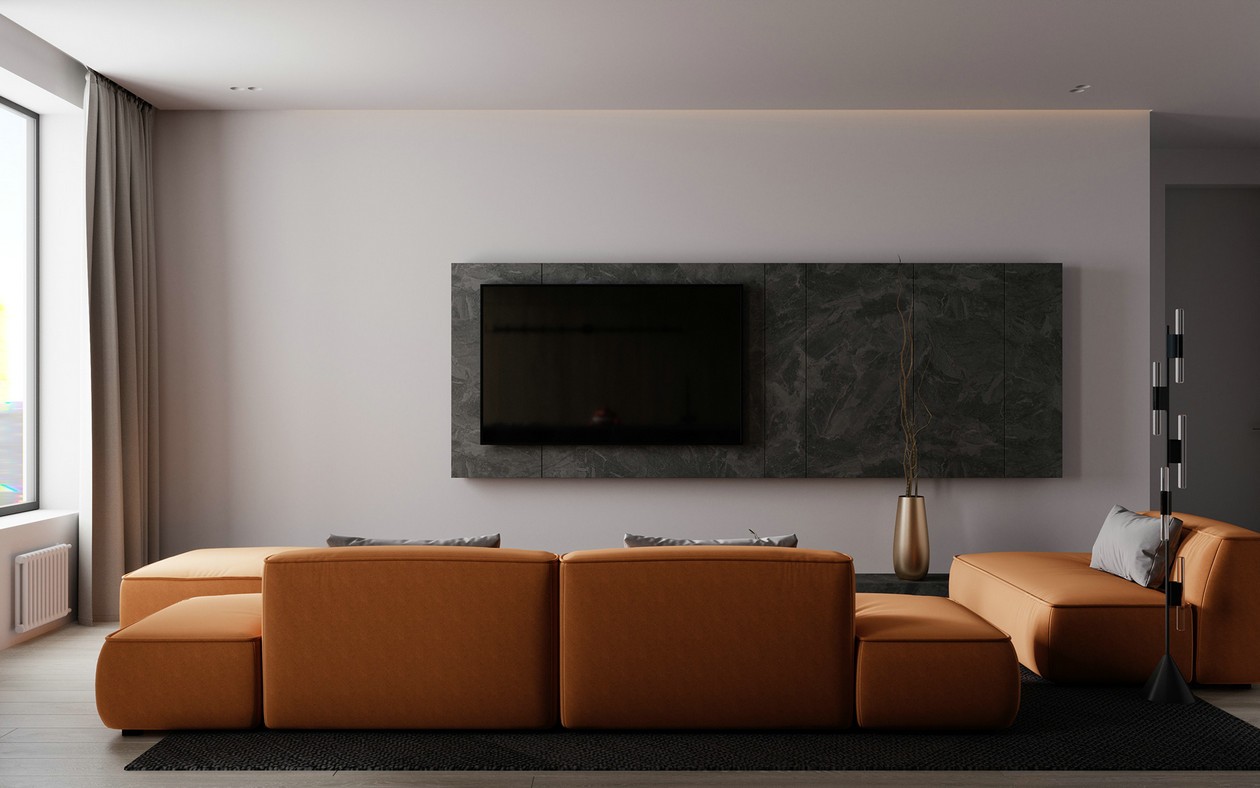 高级黑+橙色卧室设计-2