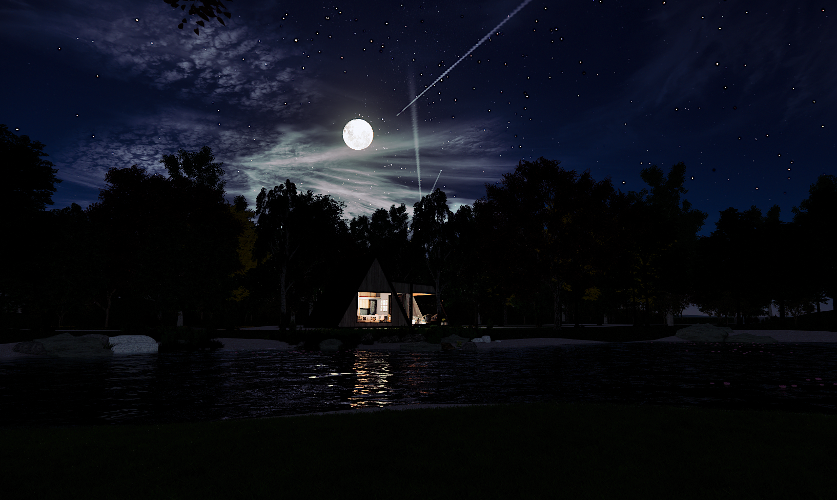 Modern A-frame house w fireplace and hot tube-9