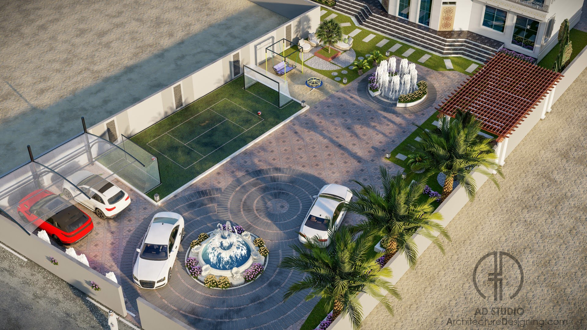 阿曼某社区单户住宅前院景观设计丨AD Studio-5