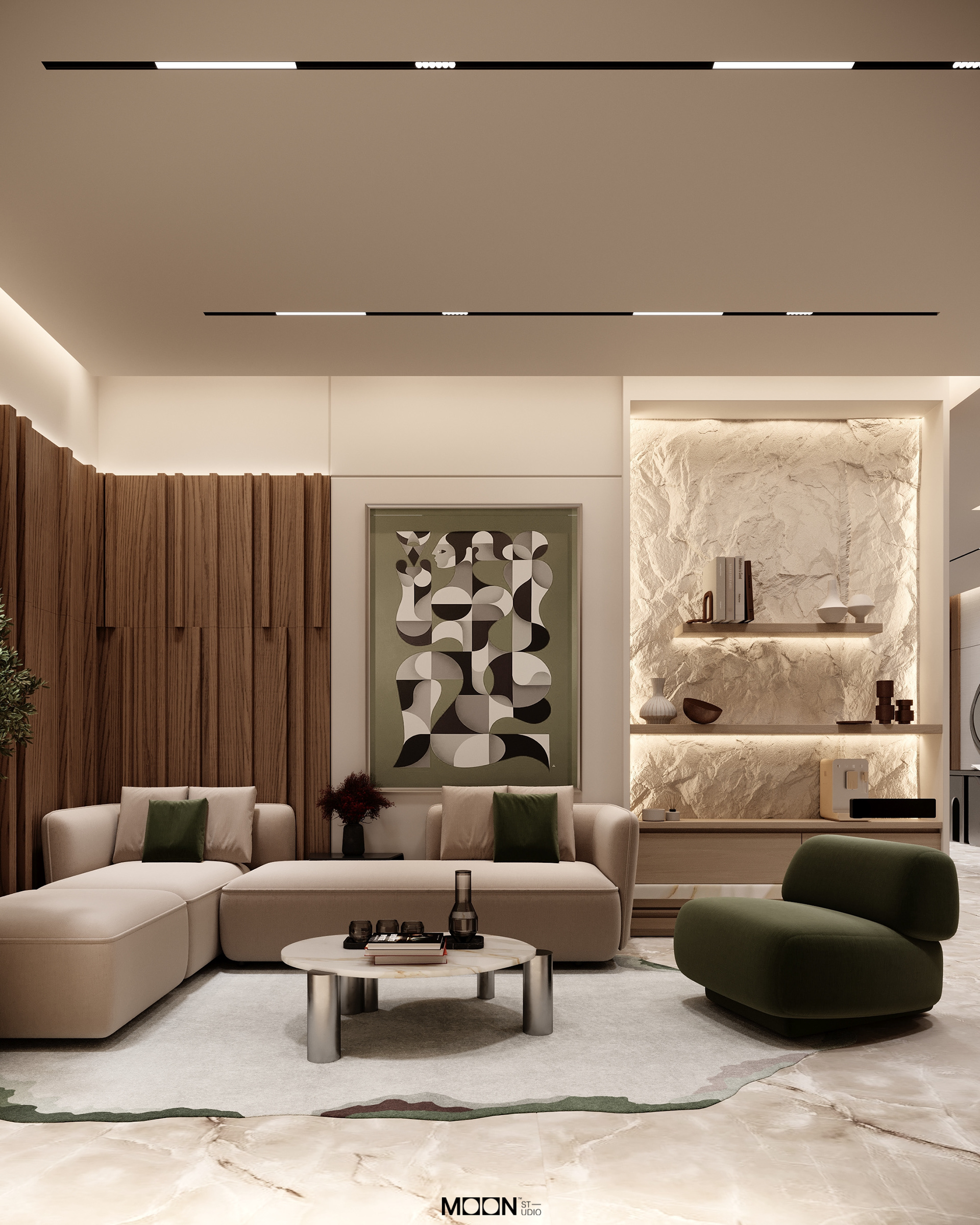 此处desgin可能拼写错误，正确的应该是design，Hall design可翻译为大厅设计 丨Moon Studio-8