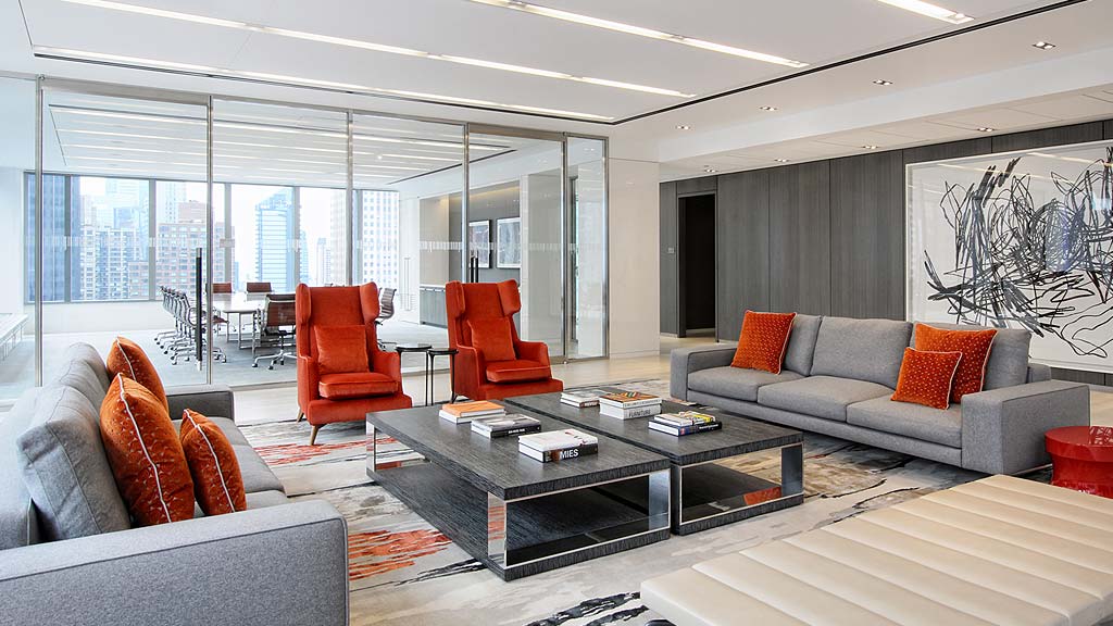 Gensler 打造 Morrison Foerster 纽约办公室,双高接待区与艺术画作成亮点-4