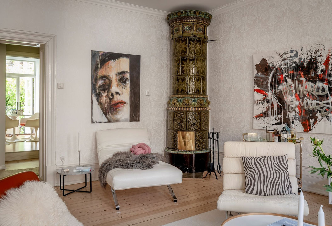 色彩斑斓的瑞典公寓 | 现代艺术装点生活空间-17