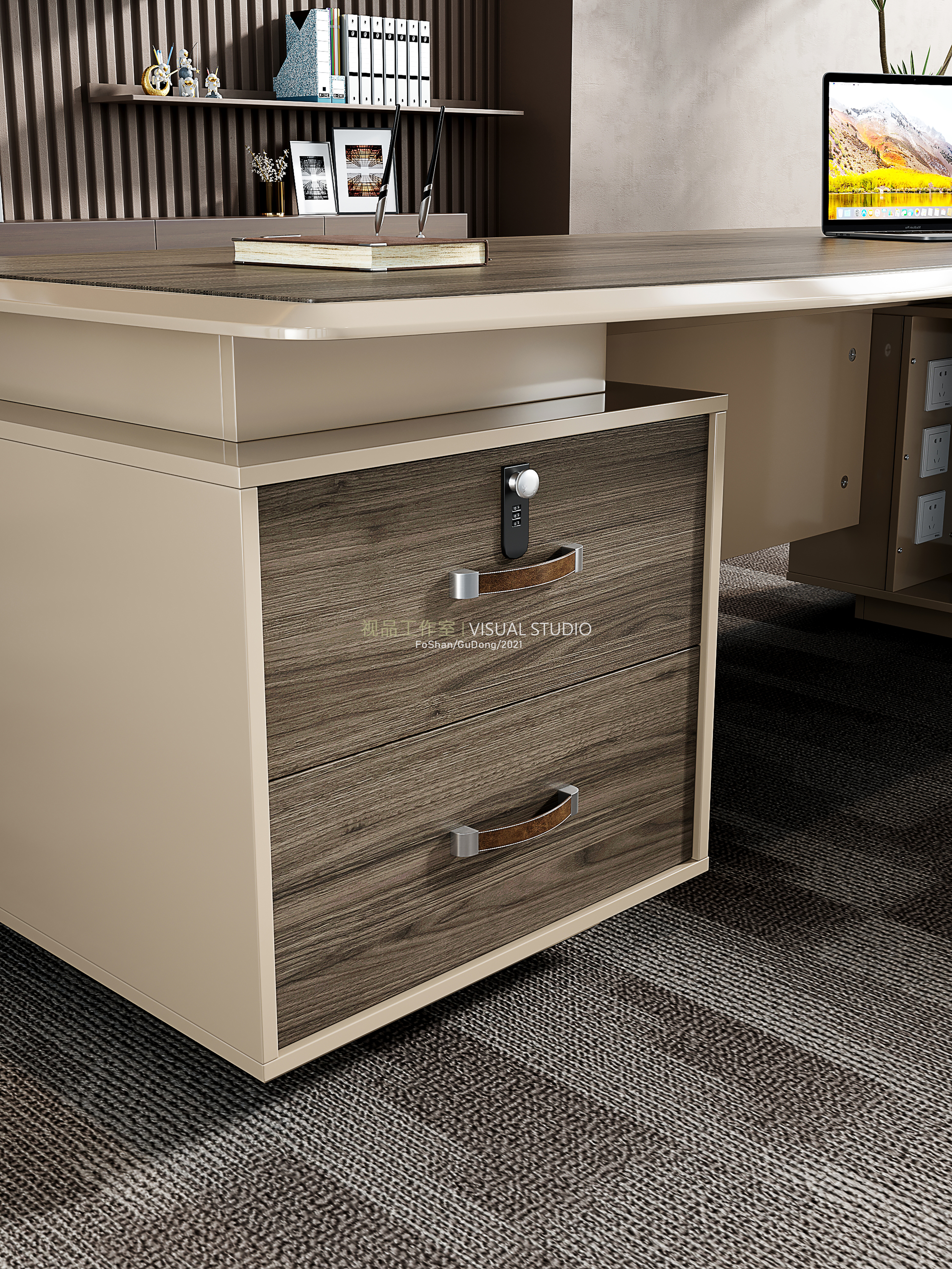 轻奢极简老板桌/职员桌效果整合-55