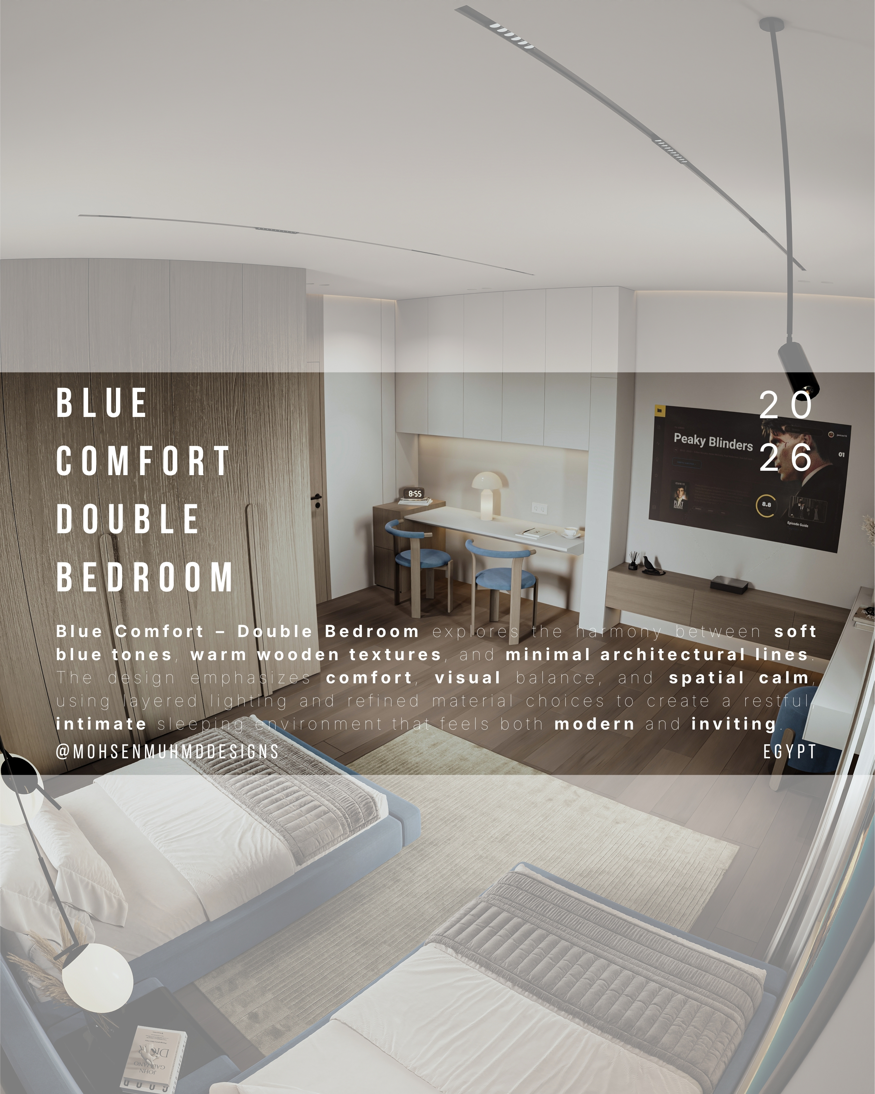 Blue Comfort Double Bedroom | Interior Design-23