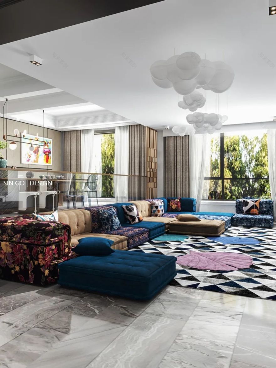 南京•复地朗香 650㎡混搭风别墅设计,现代轻奢质感与法式浪漫的完美融合-46