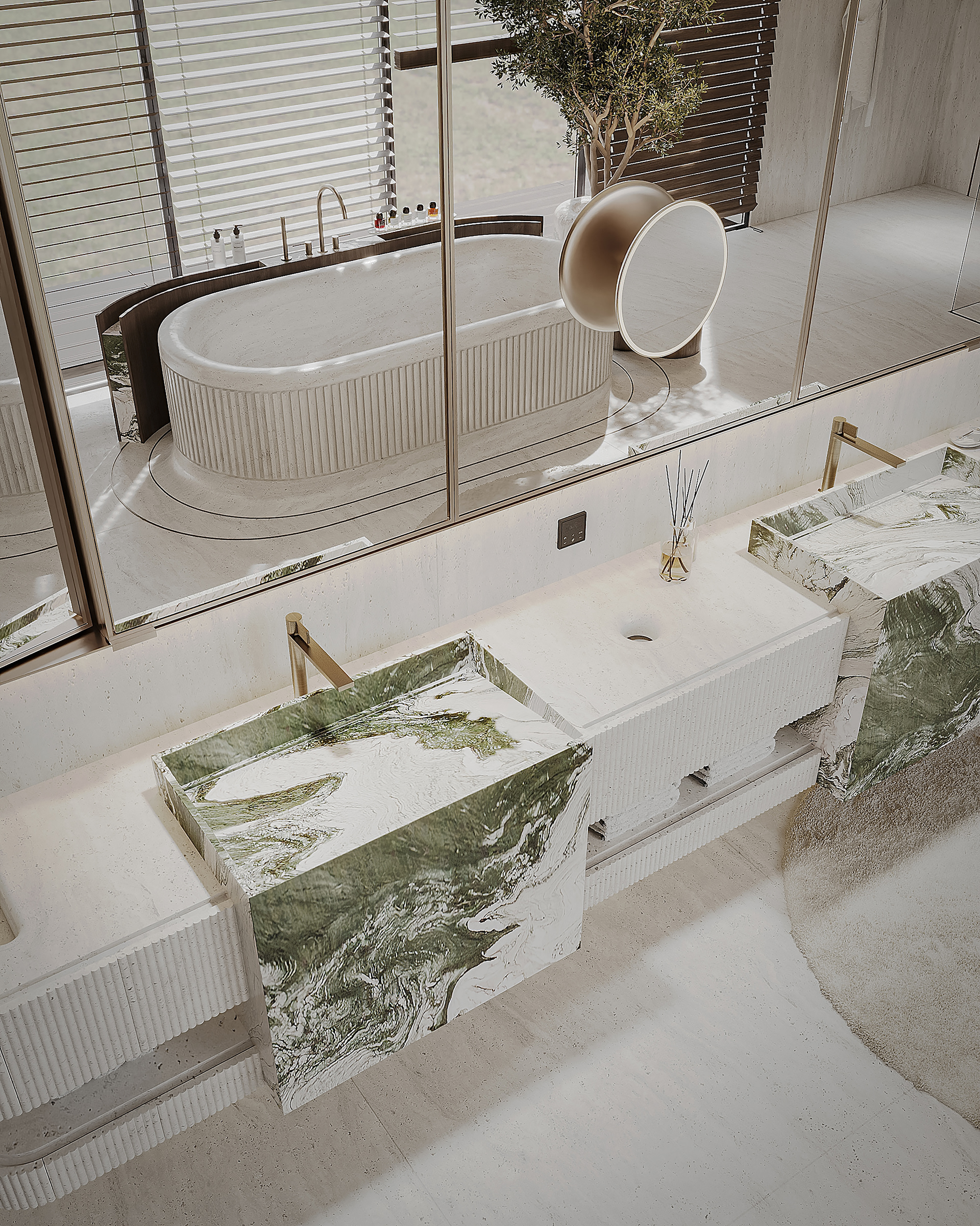 绿色大理石主卫生间丨塞浦路斯-12