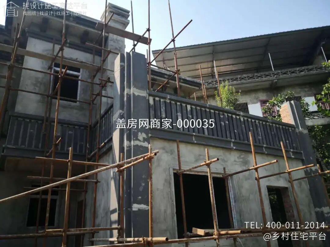 【施工队案例】四川省绵阳市盐亭县二层新中式别墅施工-17