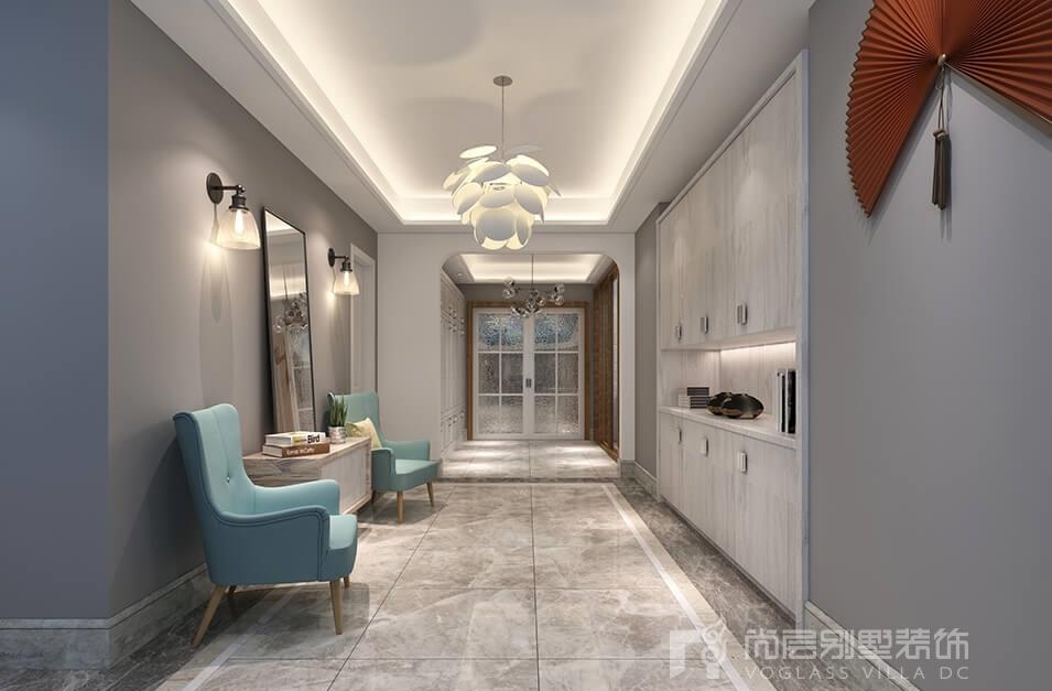 时尚灰调园林庭院，书柜沙发共筑惬意生活-11