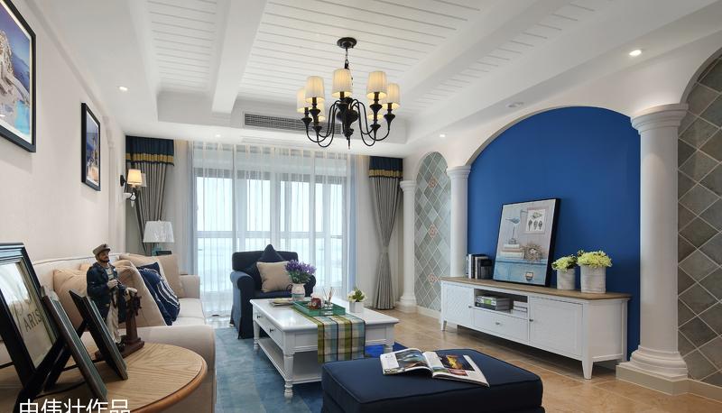 海心岛蓝白地中海风格家居设计-0