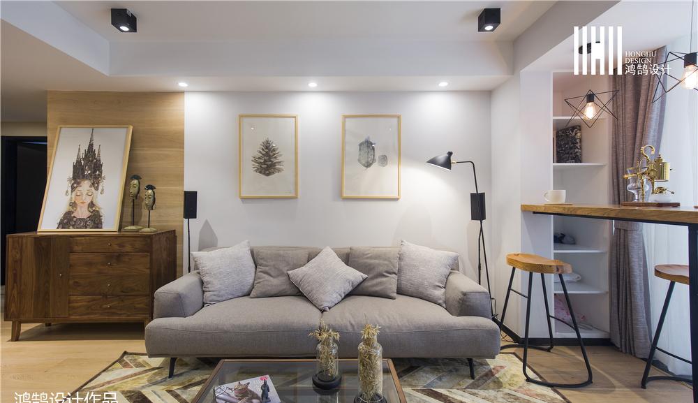 98㎡北欧风家居,原木韵味与怀旧水泥墙的完美结合-3