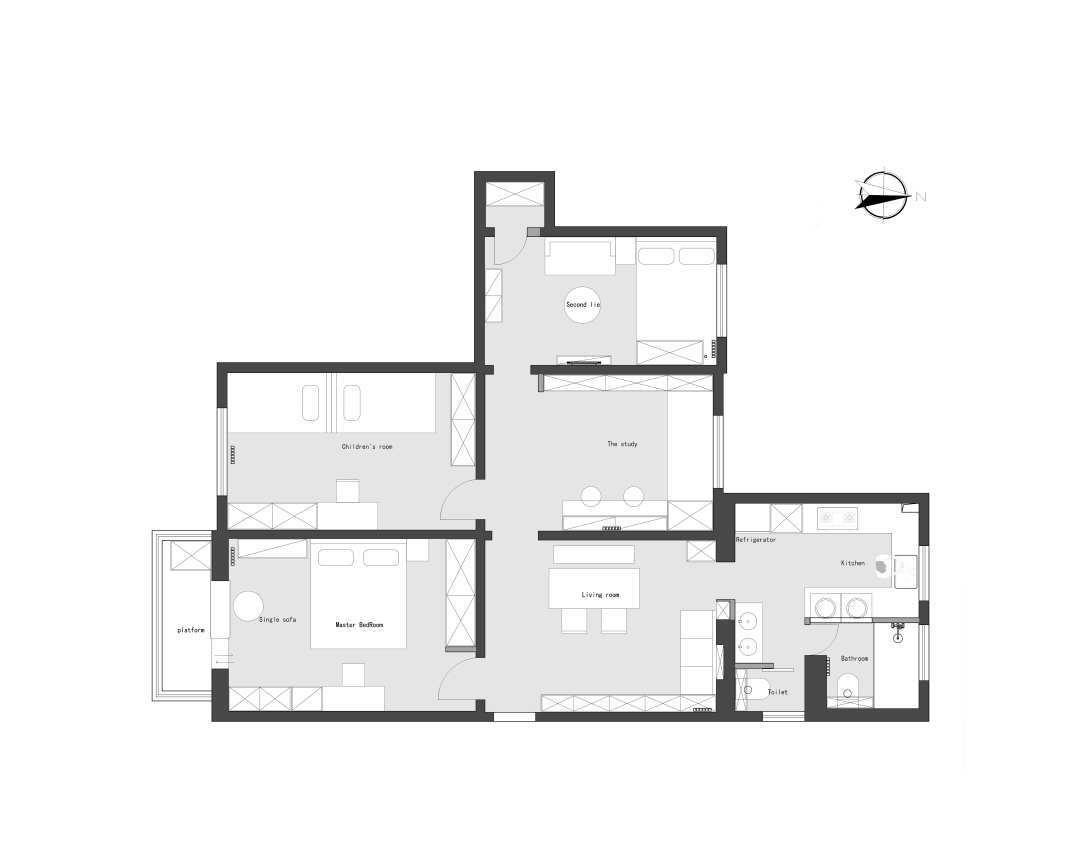 四居室无客厅设计 | 功能齐全,环保实木定制-2
