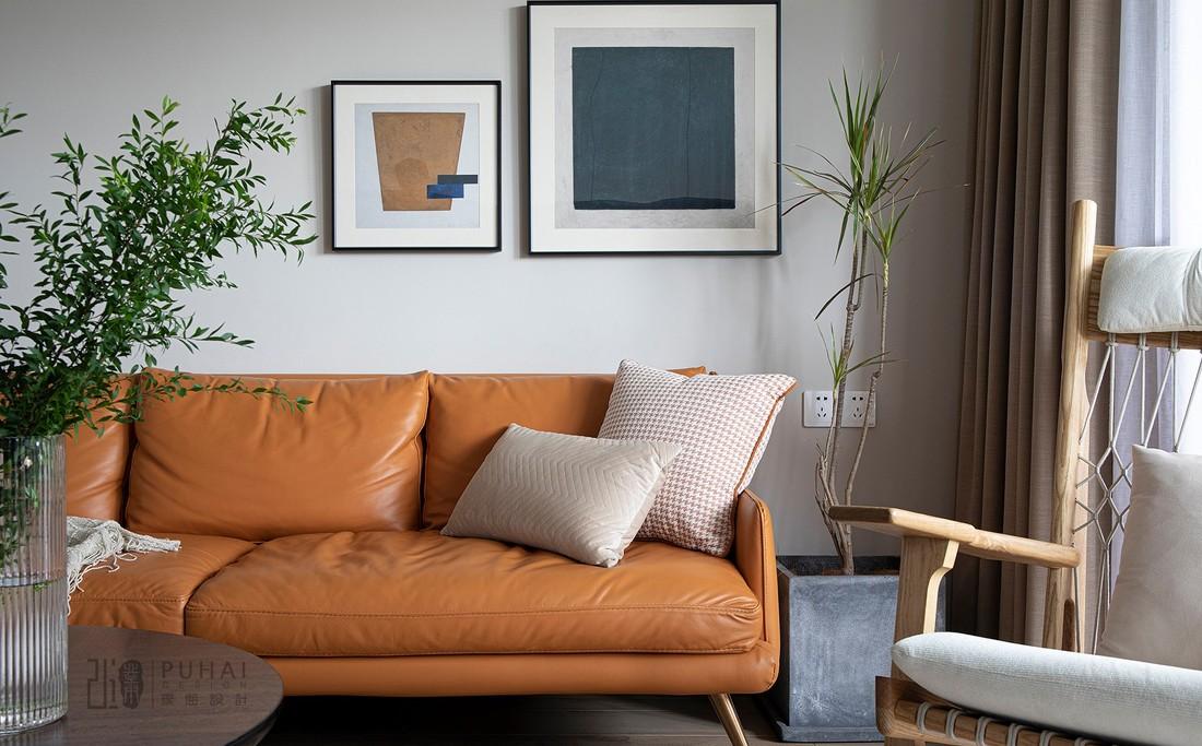 89㎡现代简约三居室,点亮生活的活力橙色沙发-11