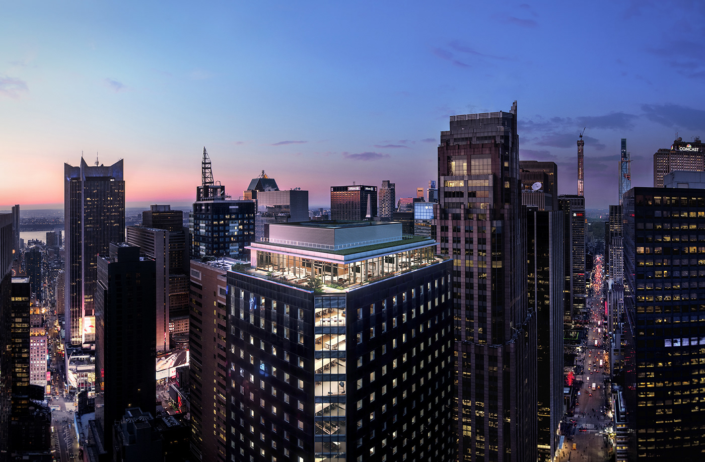 纽约 44 街现代玻璃顶 penthouse 室内设计-3