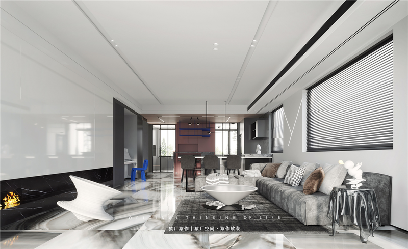 90后婚房设计 | 黑白灰与克莱因蓝的浪漫空间-14