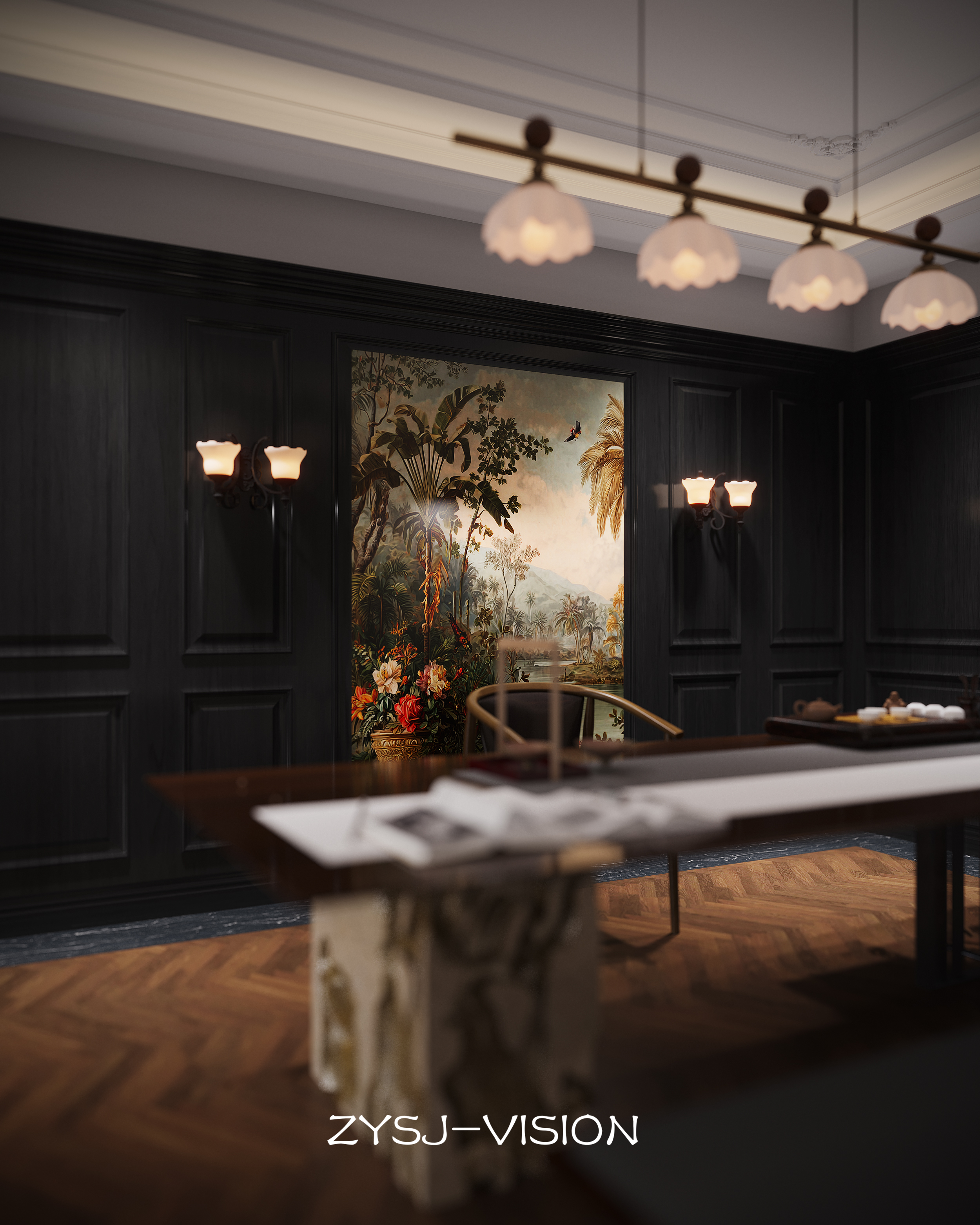 暗黑奢华 · 美式餐饮包间的戏剧性碰撞-5