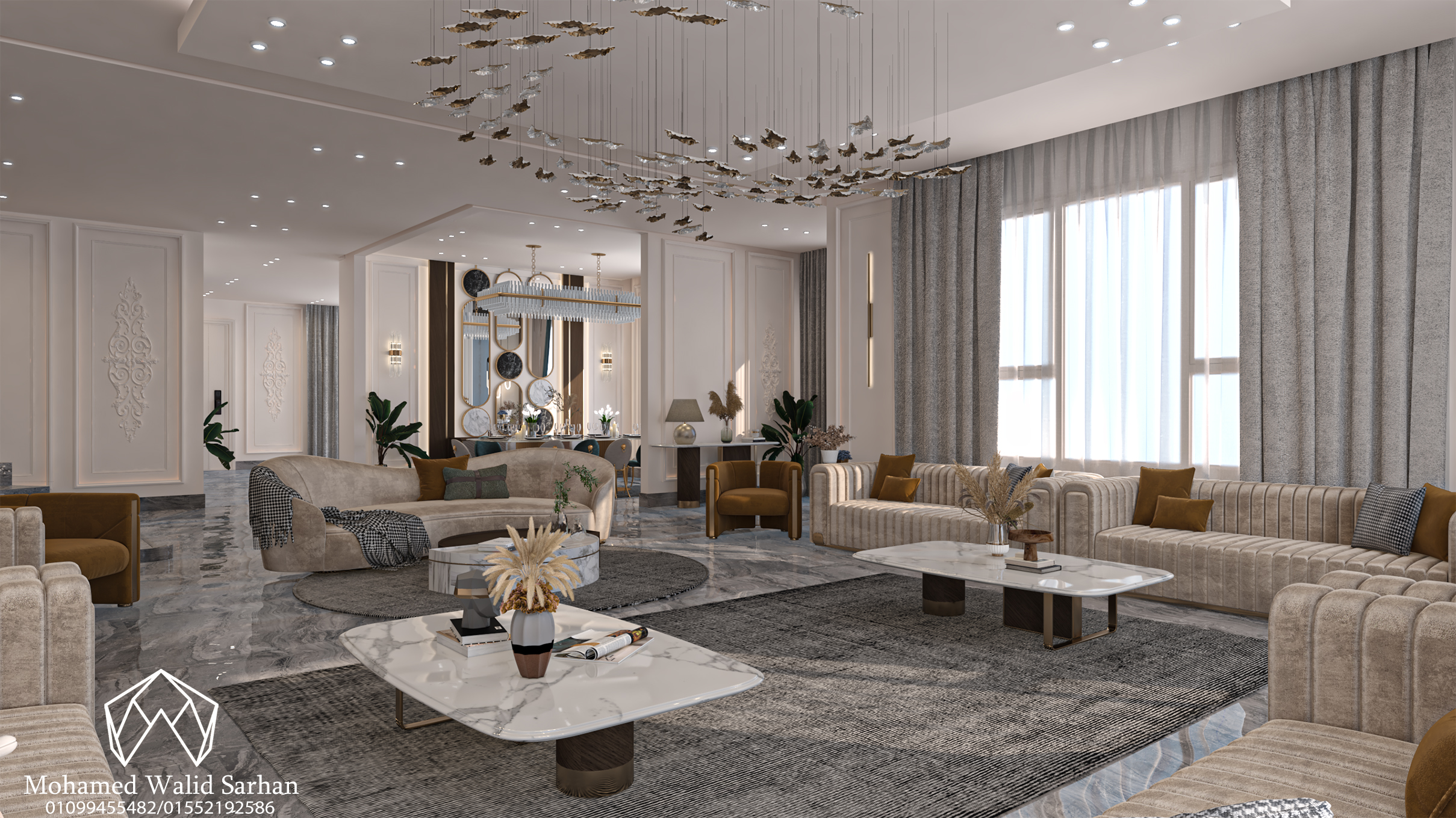 Reception and dinning room for villa in kuwait-5