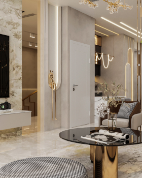 Modern living area with bar