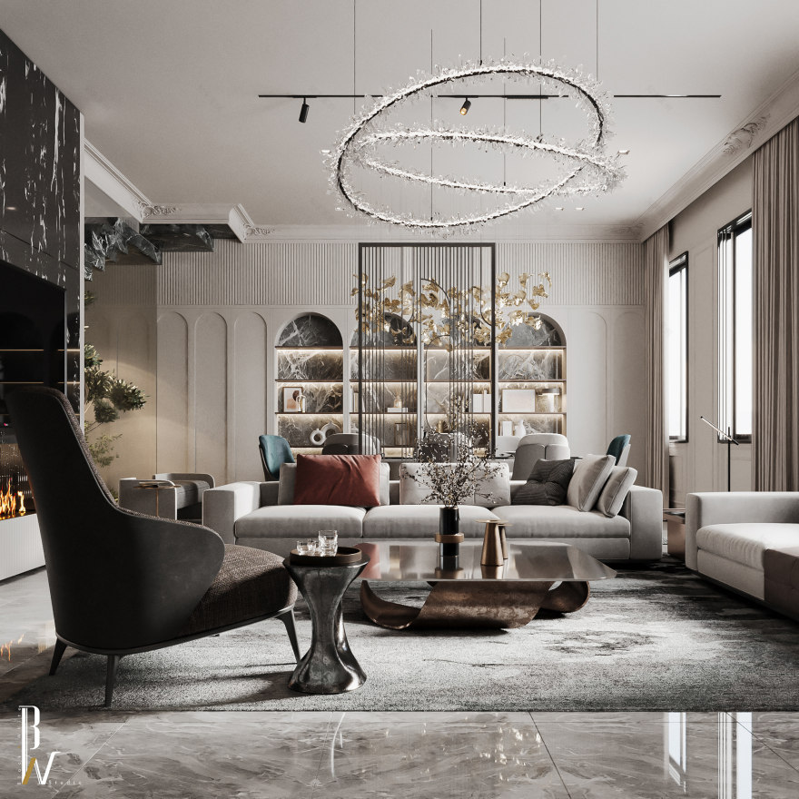 主厅设计丨沙特阿拉伯丨Black N White-6