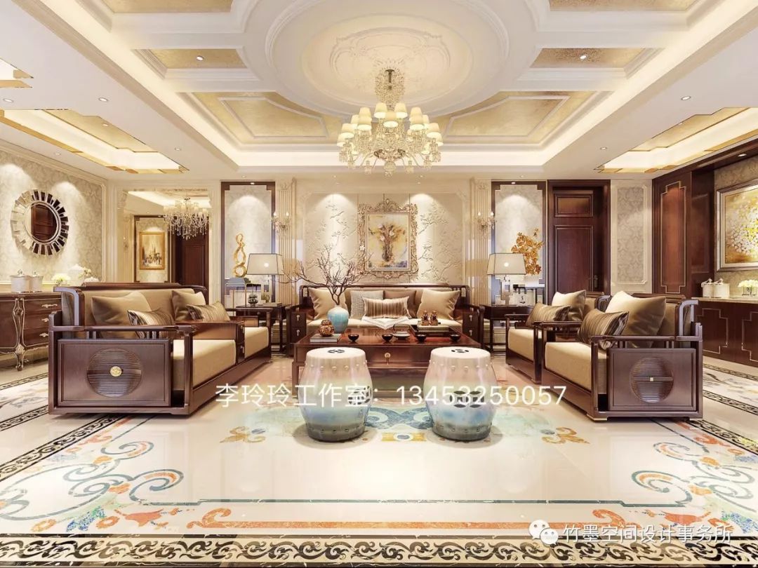 欧式浪漫融入中式韵律,350m²大平层设计-1