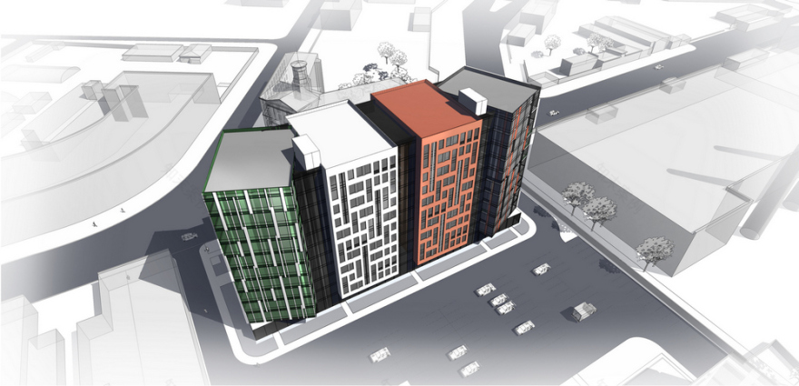 彩色玻璃构建的办公大楼-12