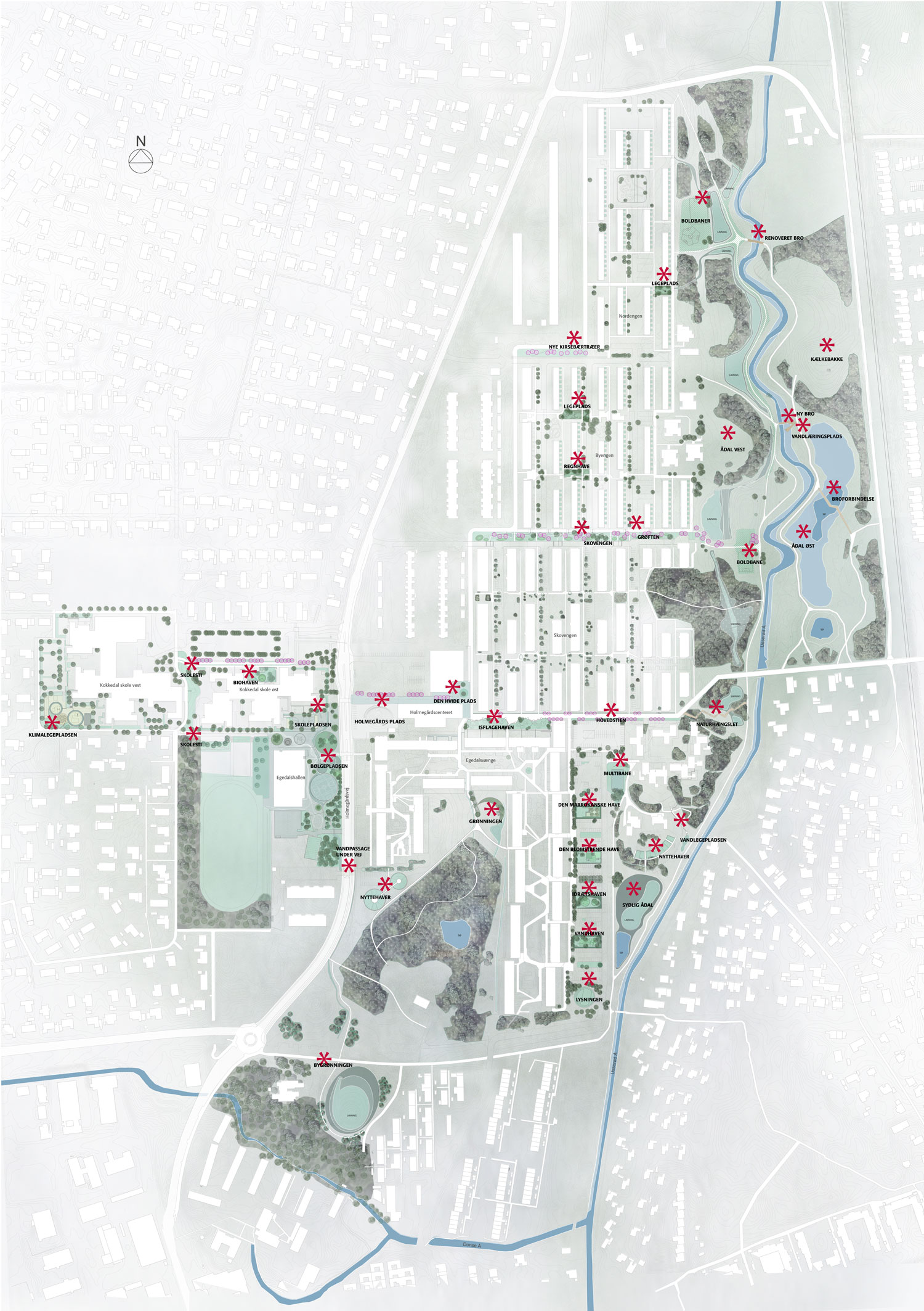 哥本哈根 Kokkedal 气候适应项目 | 水景公园与城市生活的完美融合-44
