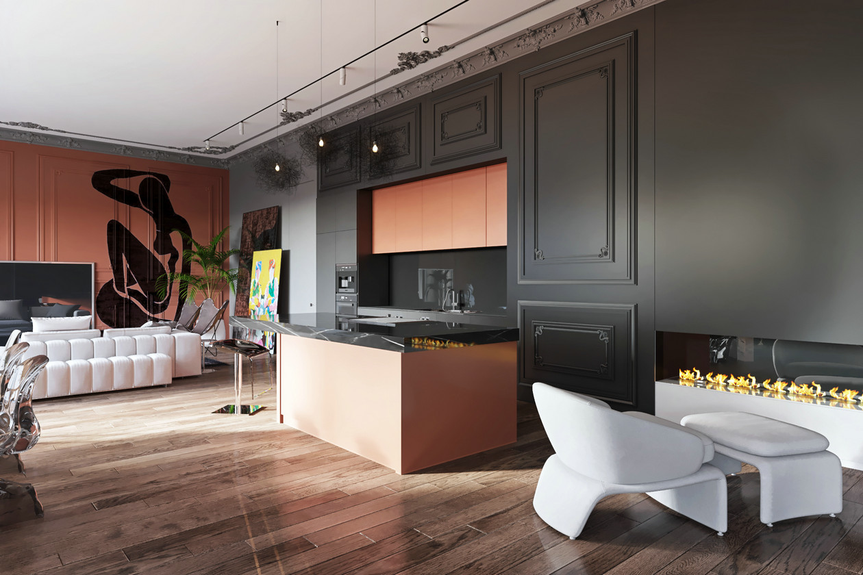 莫斯科高级灰橙色空间设计-21