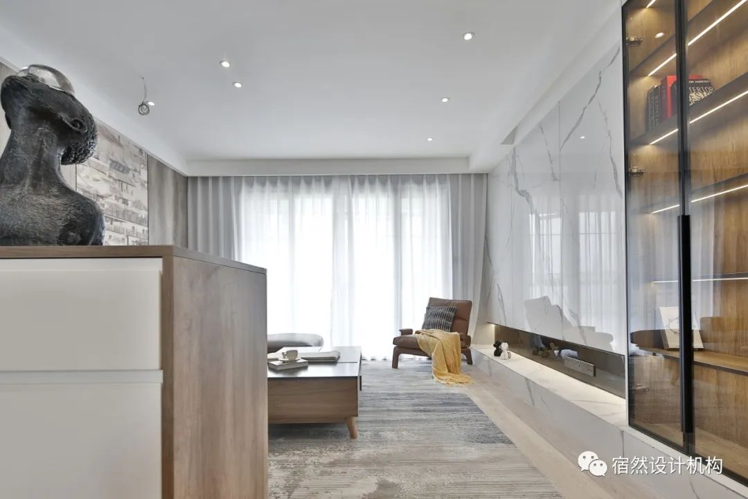 南昌 125㎡现代简约家居,黑白灰中融入绿色与橙色-28