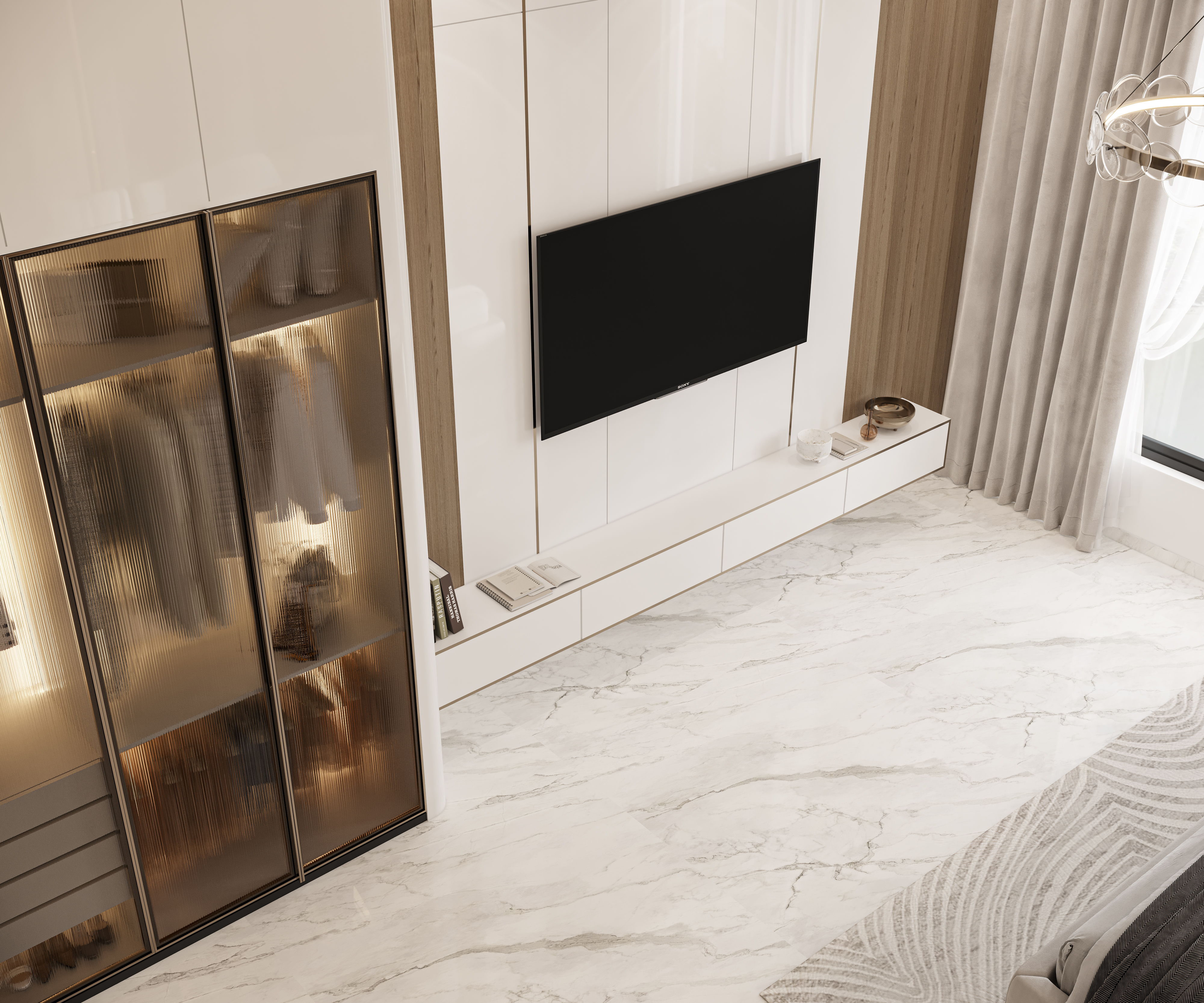 Master Bedroom Tv Unit And Wardrobe-7