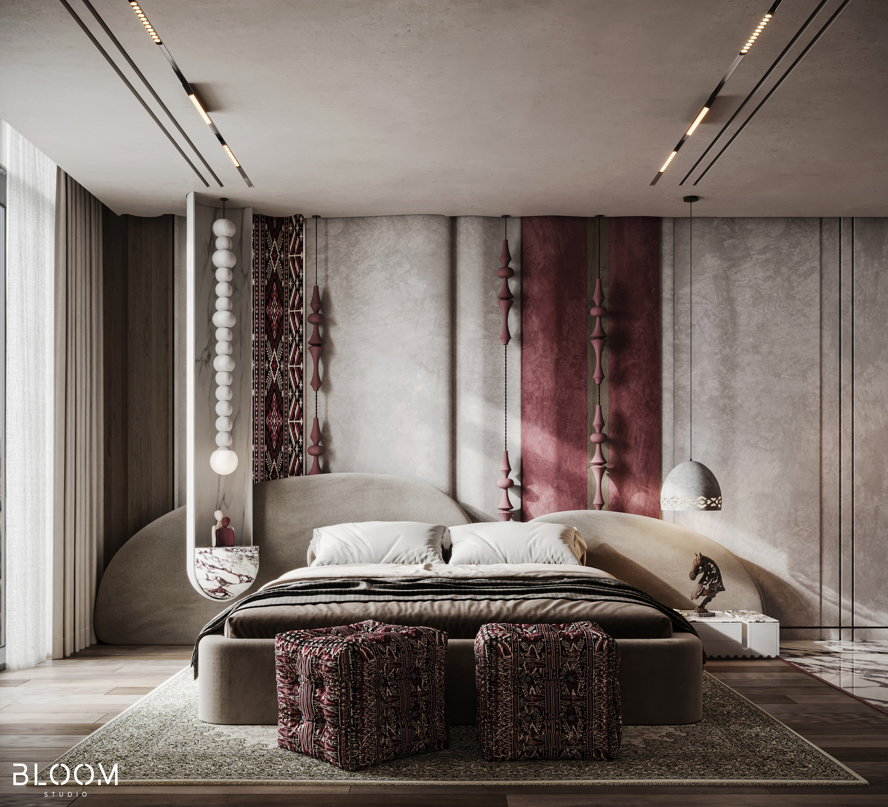 海福卧室（注：这里HAIF可能是一个品牌名之类的，音译为海福，若有具体背景信息可替换为更合适的译法）丨阿曼丨Bloom Studio-0