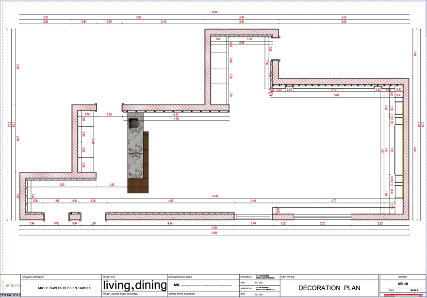 客厅与餐厅施工图丨卡塔尔多哈-4