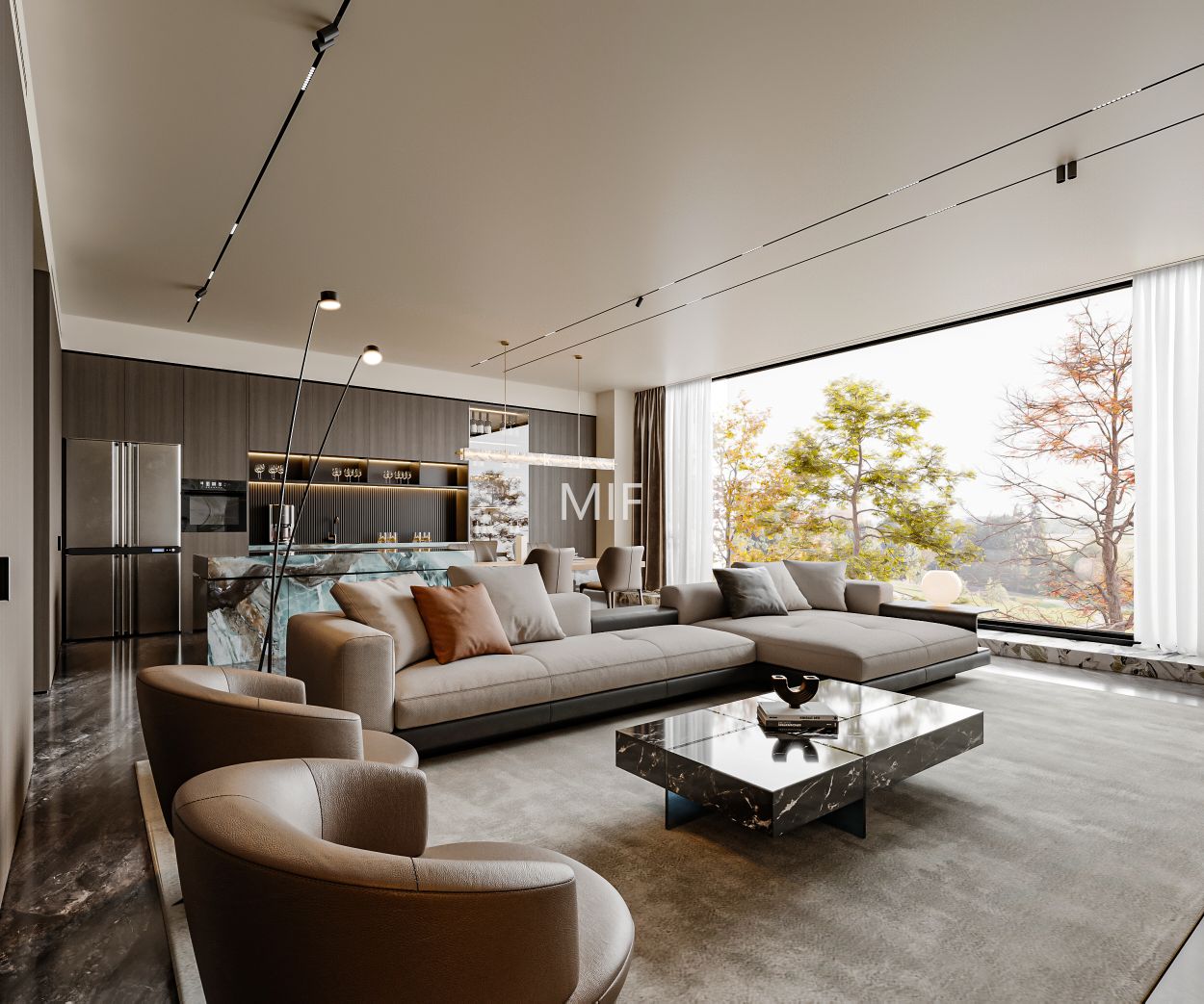 现代风大平层渲染-0