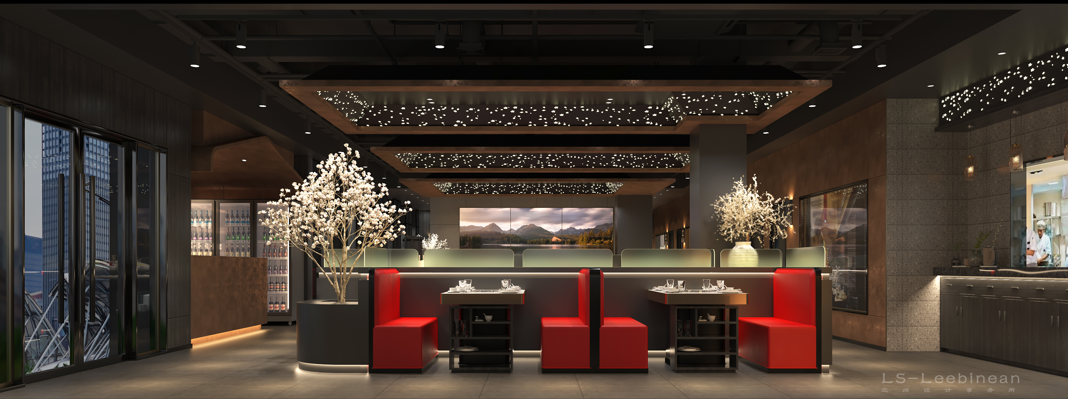 商务风现代火锅店设计方案-23