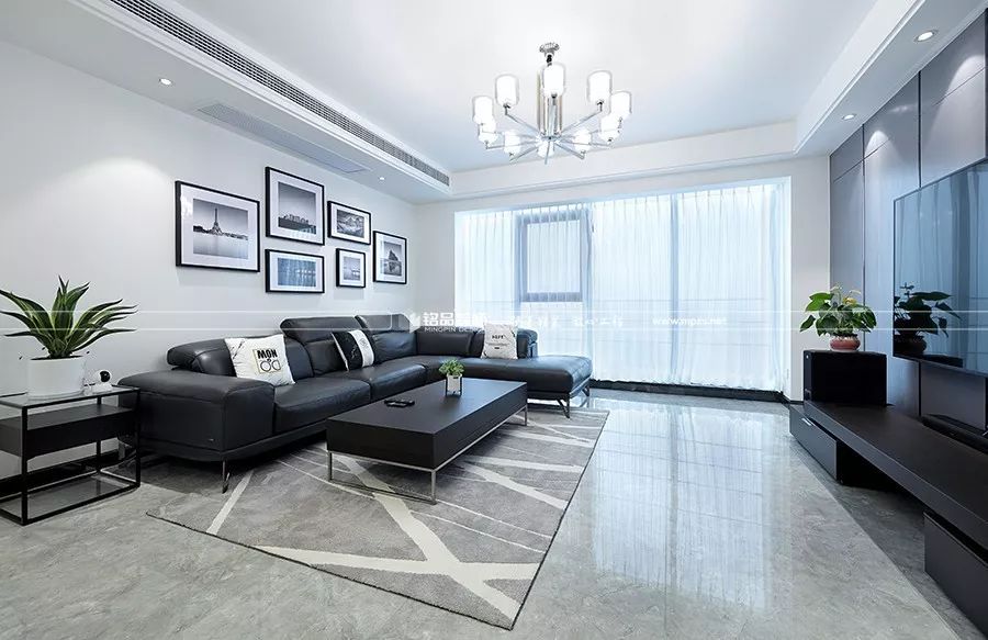 现代风格六合天寓,黑白色调演绎高级感生活-12