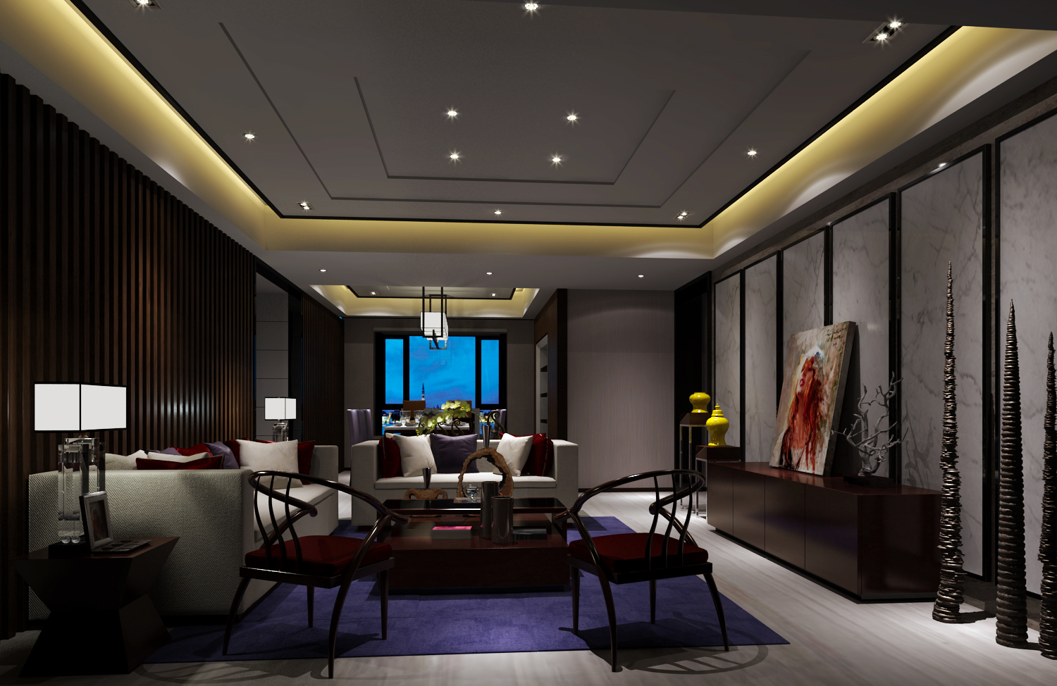 新中式 中式古典 奢华家装别墅样板房-13-9