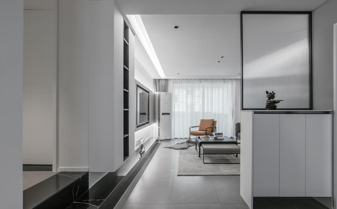 平层高级黑白灰+暖橙色室内设计丨惠译设计工作室-33