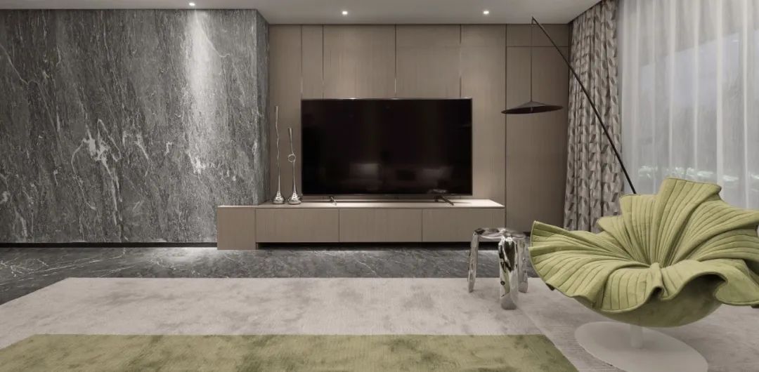 烟台万科翡翠长安样板间 | 抹茶色遇见黑灰色，简约至美-23