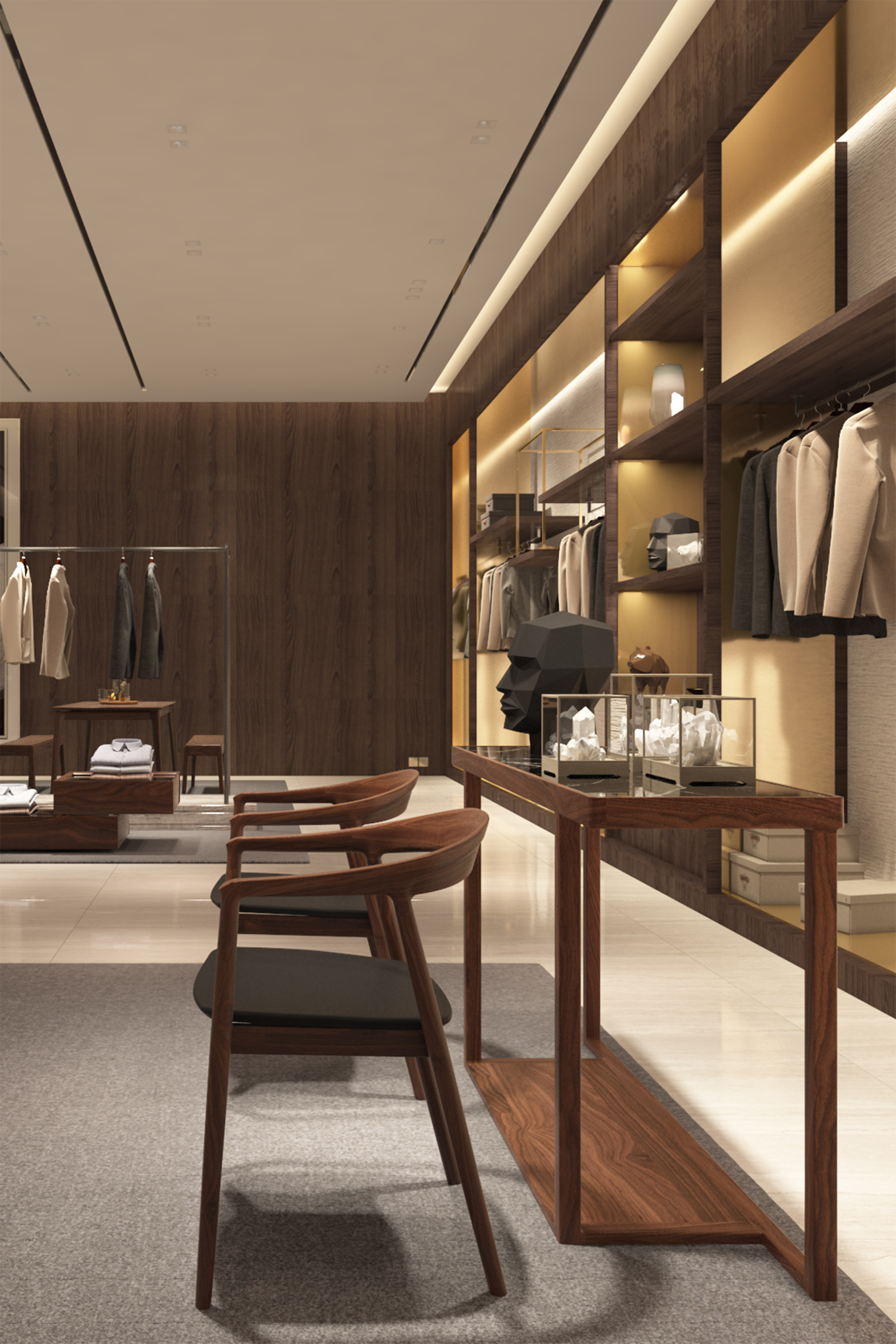 黑胡桃木轻奢雅致男装品牌旗舰店设计-23