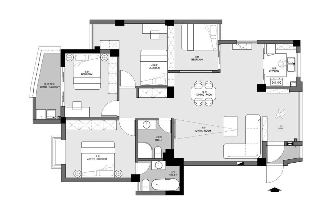 福州 145㎡平层旧房翻新,开放式客餐厅释放更多空间-7