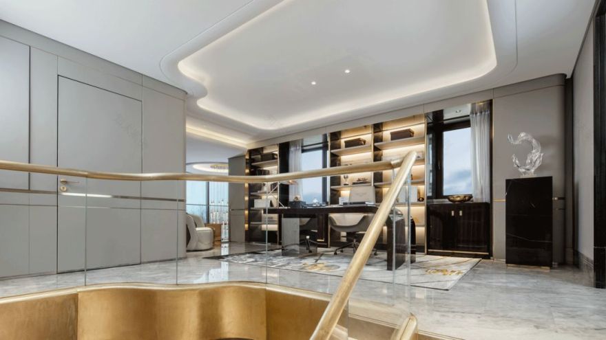 南国鼎峰打造都会新贵之家 | 金属旋转楼道、园林式空间设计-40