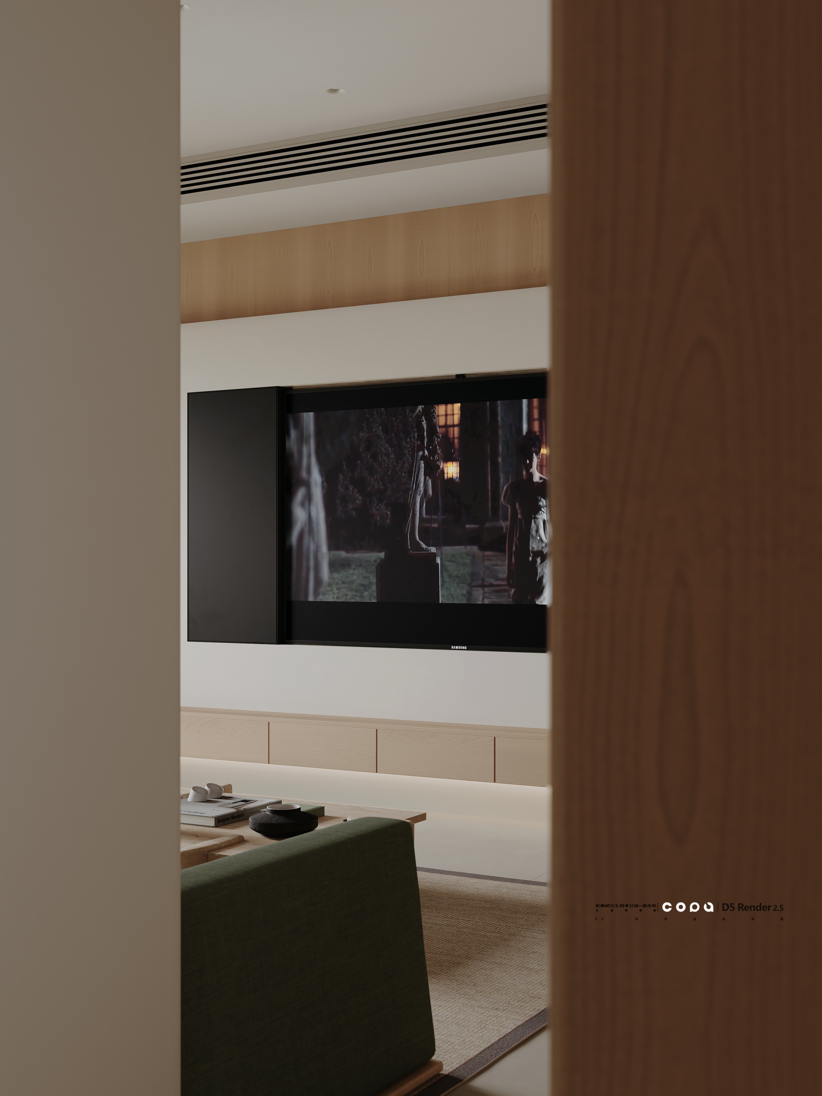 D5 渲染器原木风视觉表现丨壹木空间,靠背视觉-9