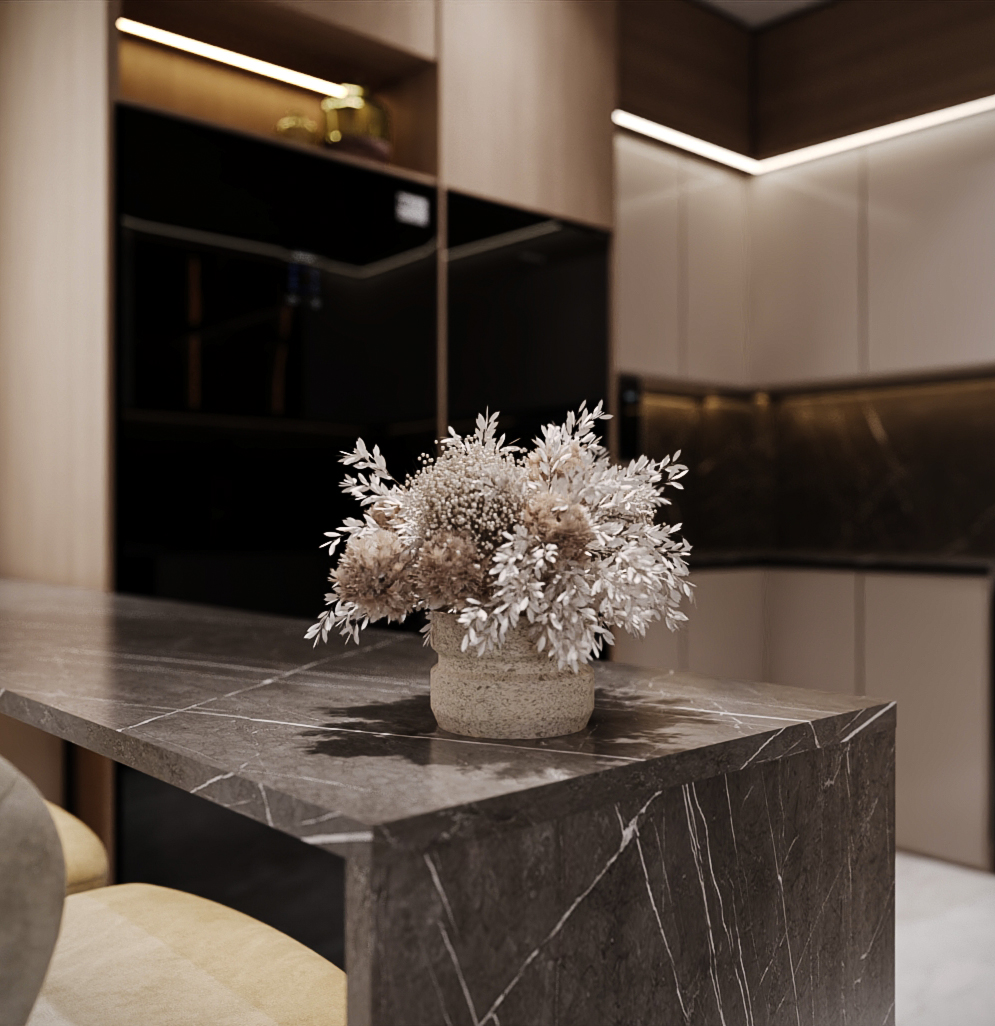 带厨房的现代接待区丨埃及丨ZAH设计工作室-14